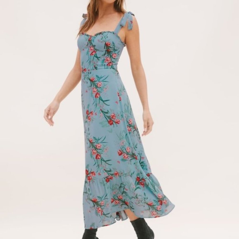 Reformation Nikita Blue Floral Midi Dress size 6